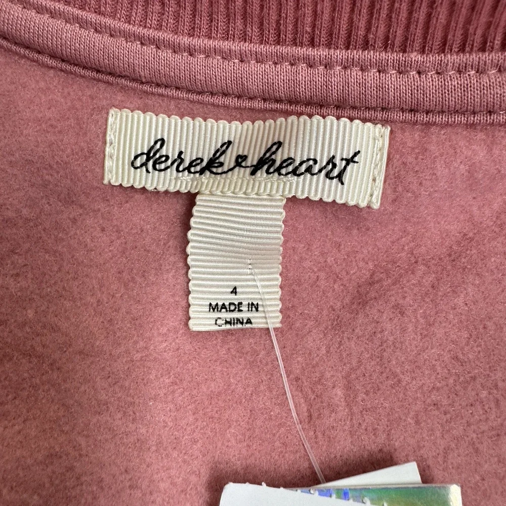Derek Heart French Terry Varsity Bomber Jacket Girl's Size 4 Dusty Rose Pink
